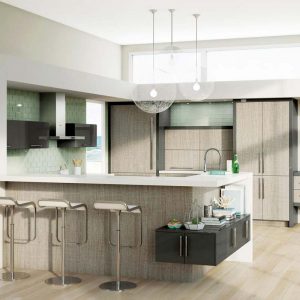 Image shows inspiration gallery kitchen featuring Woodland Cabinetry from the Artizen brand Loft VG TSS Coastal Cabinetry