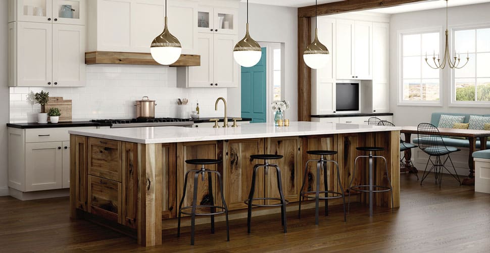 Style Trends Woodland Cabinetry, Hickory Wood Kitchen Island
